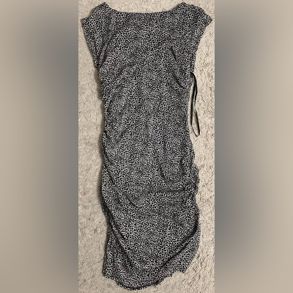 ANN TAYLOR black white silk sleeveless ruched dress 2 small s
